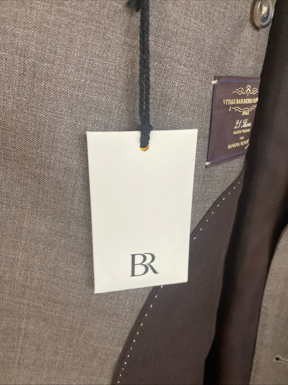 Banana Republic Vitale Barberis Canónico wool Men's- Tailored Sport Coat Taupe - Picture 6 of 16